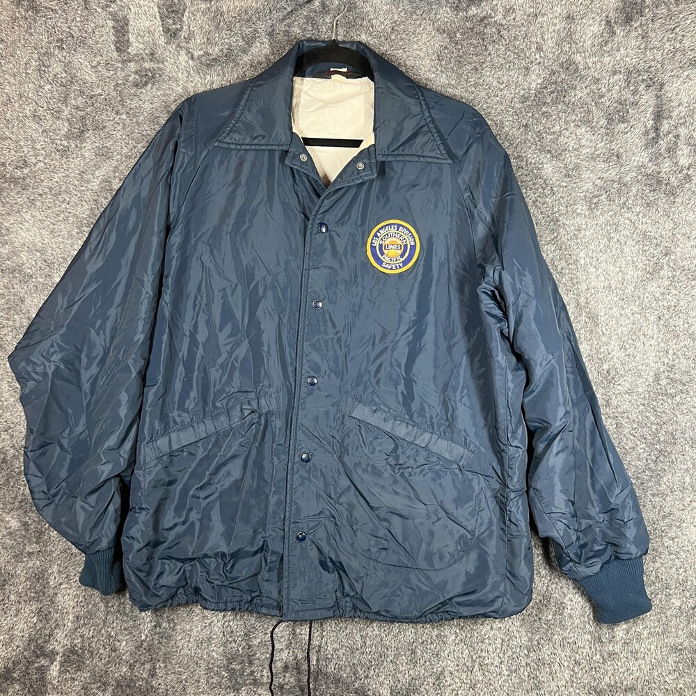 Vintage Pla-Jac By Dunbrooke Jacket Mens 44 Blue Southern Pacific Windbreaker